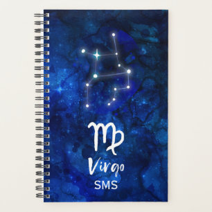 Virgo Zodiac Constellation Blue Galaxy Monogram