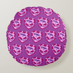 Virgo Zodiac Coquette Heart Birthday Cake Round Pillow
