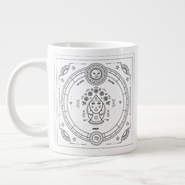 Virgo Zodiac Custom Birthday Large Coffee Mug (Left)