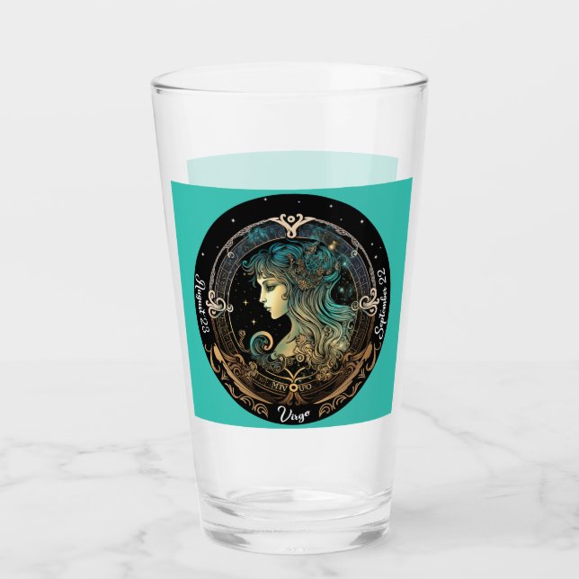 Virgo Zodiac Customizable Beer Glass (Front)