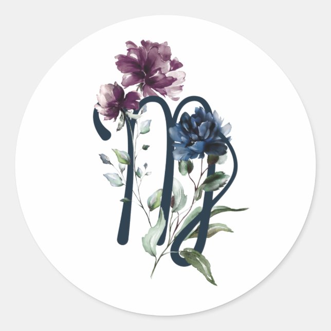 Virgo Zodiac Glyph Classic Round Sticker (Front)