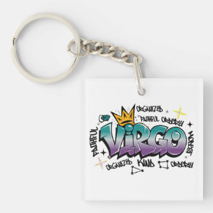 Virgo zodiac graffiti keychain