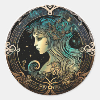 Virgo Zodiac Graphic Classic Round Sticker