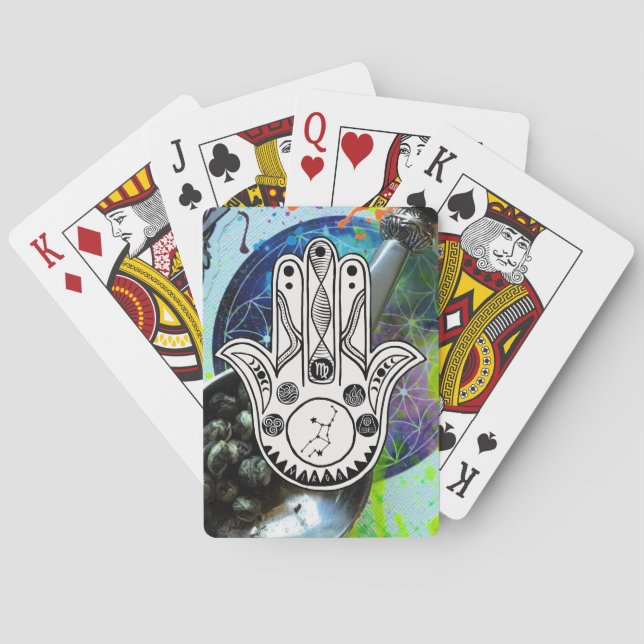 Virgo zodiac hamsa hand card deck (Back)
