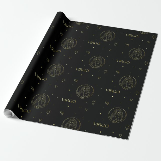Virgo zodiac horoscope star sign gradient wrapping paper (Unrolled)