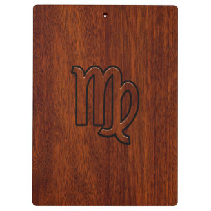 Virgo Zodiac in Mahogany wood style Clipboard