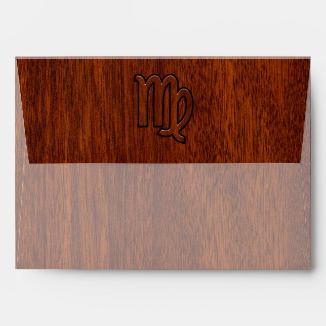Virgo Zodiac in Mahogany wood style Envelopes (Back (Top Flap))