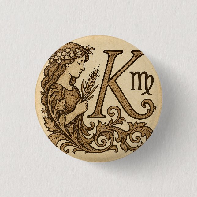 virgo Zodiac (K) Badge 1 Inch Round Button (Front)