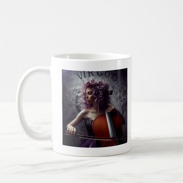 Virgo Zodiac Musician Cello Coffee Mug (Left)