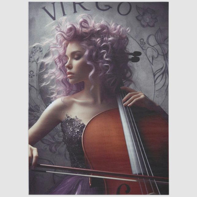 Virgo Zodiac Musician Cello Decoupage  Tissue Paper (Creator Uploaded)