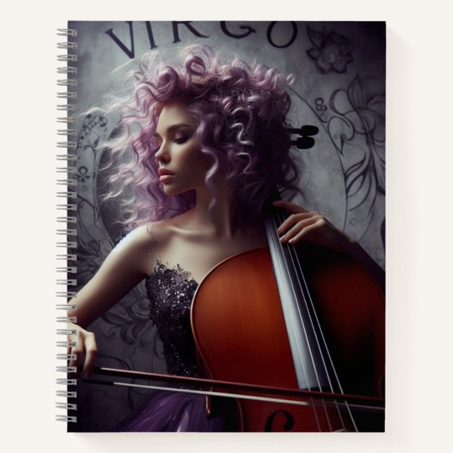 Virgo Zodiac Musician Cello Notebook (Front)