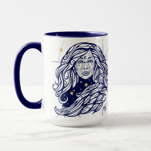 Virgo Zodiac Navy Blue & Gold Birth Mug