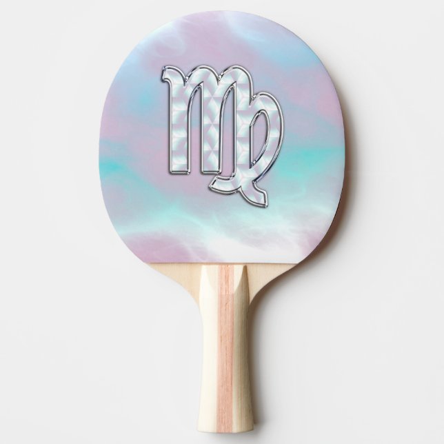 Virgo Zodiac on Pastels Nacre Mother of Pearl Ping Pong Paddle (Front)