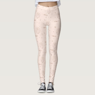 Virgo Zodiac Pattern in Brown and Burgundy Leggings