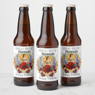 Virgo Zodiac Personalize Birthday Gift Beer Bottle Label