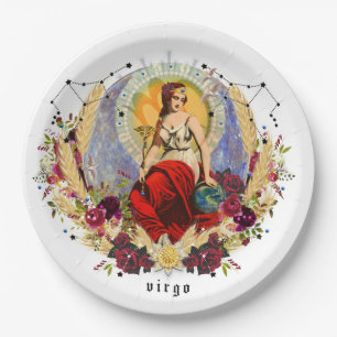 Virgo Zodiac September Birthday Party Paper Plate