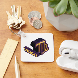 Virgo Zodiac Sign and Text Design Keychain