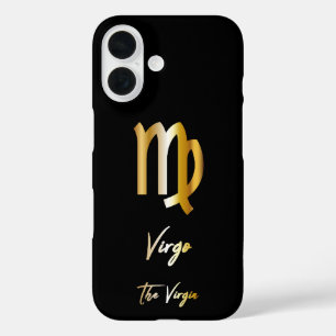Virgo Zodiac Sign, Black & Gold  iPhone 16 Case