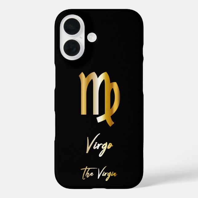 Virgo Zodiac Sign, Black & Gold  Case-Mate iPhone Case (Back)