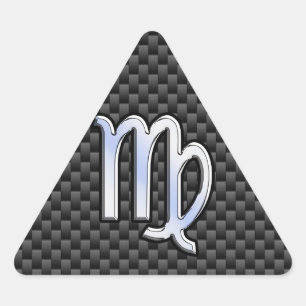 Virgo Zodiac Sign Charcoal Carbon Fibre Print Triangle Sticker
