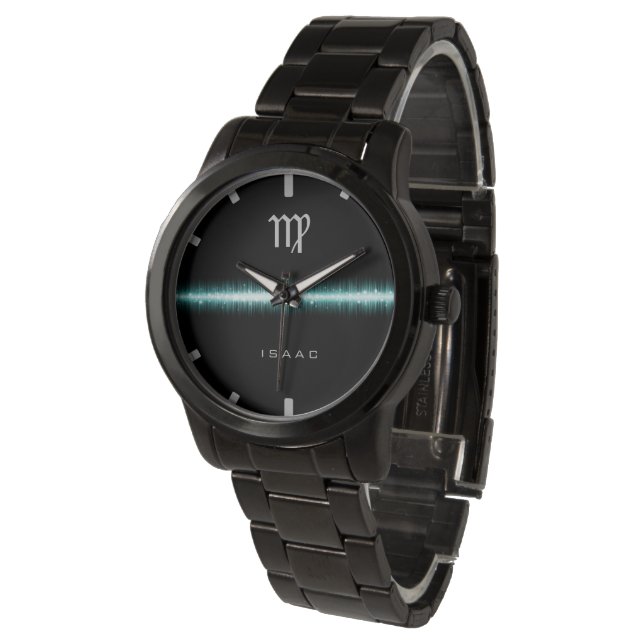 Virgo Zodiac Sign Cool Light Line Custom Name Watch (Angled)