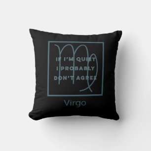 Virgo Zodiac Sign Fun Quote Blue & White Birthday Throw Pillow