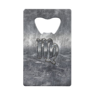 Virgo Zodiac Sign Grunge Distressed Style Wallet Bottle Opener