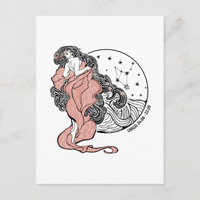 Virgo zodiac sign.Horoscope circle Postcard (Front)