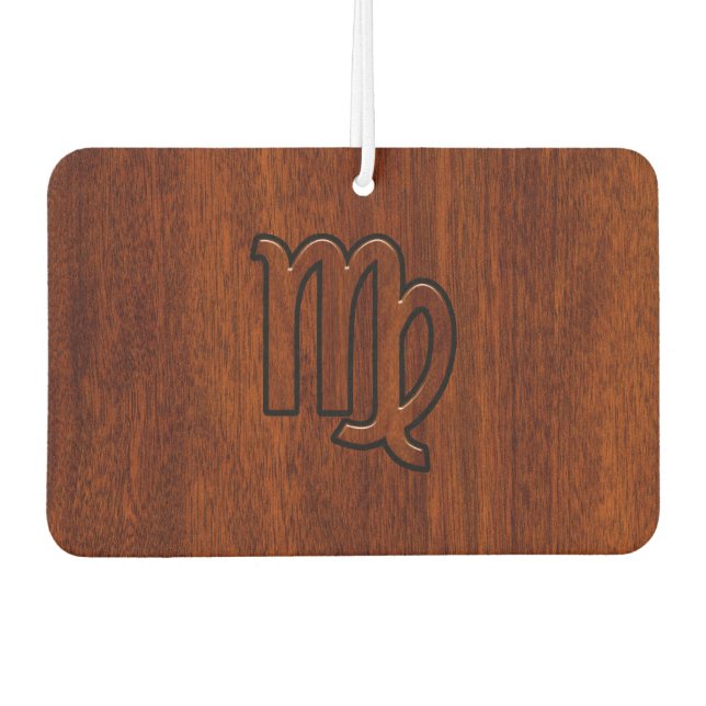 Virgo Zodiac Sign in Brown Mahogany Style Air Freshener (Front)