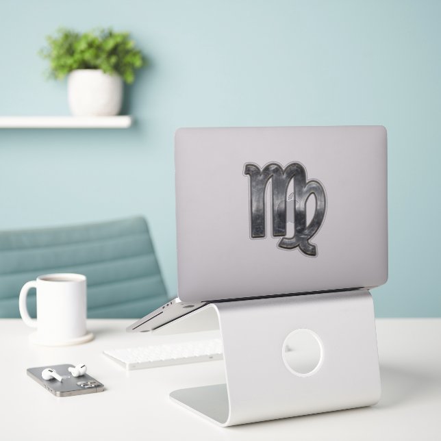 Virgo Zodiac Sign in Grunge Distressed Style (Laptop On Desk)