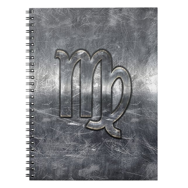 Virgo Zodiac Sign in Grunge Distressed Style Decor Notebook (Front)
