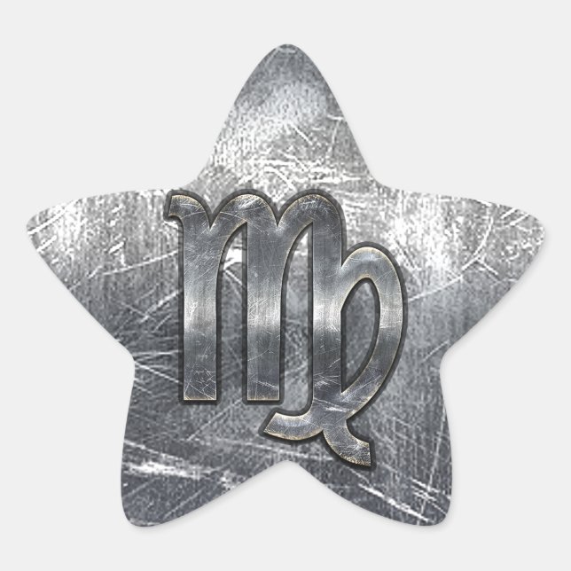 Virgo Zodiac Sign in Grunge Distressed Style Decor Star Sticker (Front)