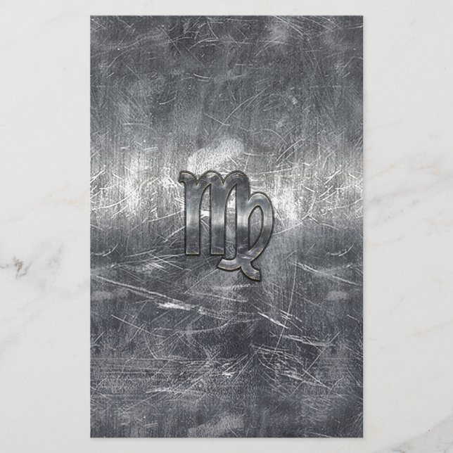 Virgo Zodiac Sign in Grunge Distressed Style Decor Stationery (Front)