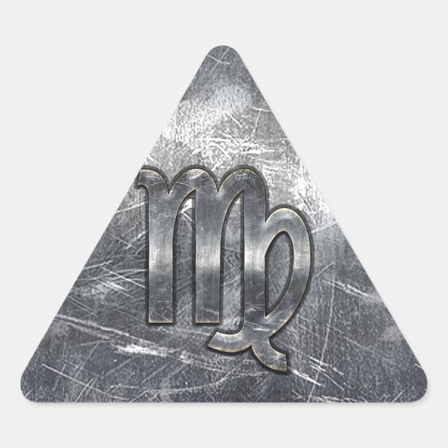 Virgo Zodiac Sign in Grunge Distressed Style Decor Triangle Sticker (Front)
