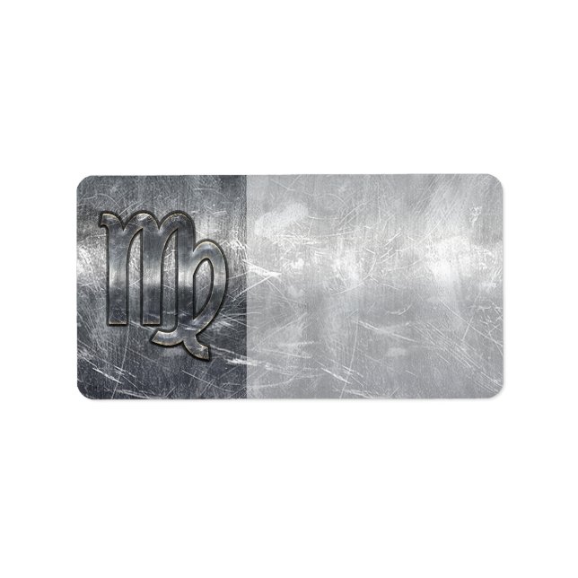 Virgo Zodiac Sign in Grunge Distressed Style Label (Front)
