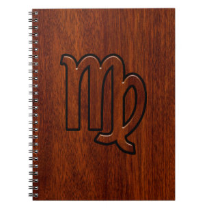 Virgo Zodiac Sign in Mahogany wood style decor Notebook