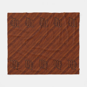 Virgo Zodiac Sign in Rich Mahogany Wood Style Fleece Blanket