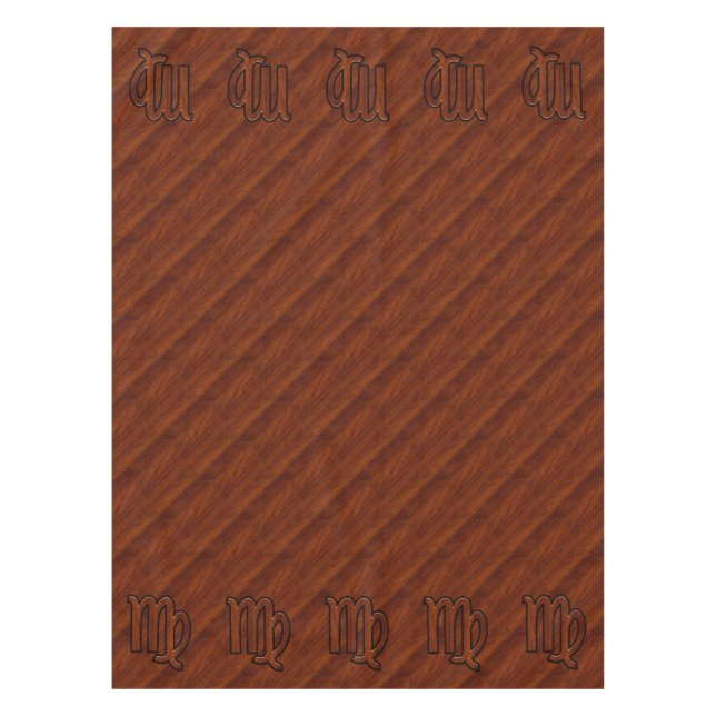 Virgo Zodiac Sign in Rich Mahogany Wood Style Tablecloth (Front)