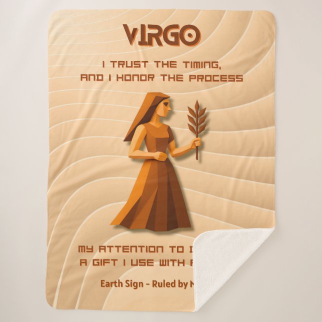 Virgo Zodiac Sign Modern 3D Astrology Design Sherpa Blanket (Front)