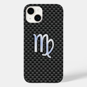 Virgo Zodiac Sign on Charcoal Carbon Fiber Case-Mate iPhone 14 Case