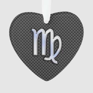 Virgo Zodiac Sign on Charcoal Carbon Fiber Style