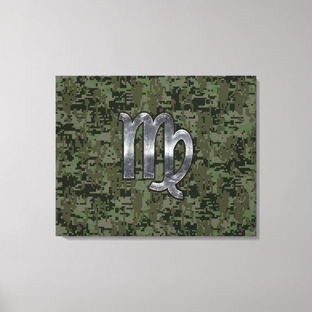 Virgo Zodiac Sign on Green Digital Camo (Front)