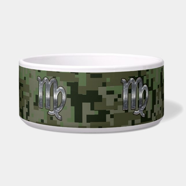 Virgo Zodiac Sign on Green Digital Camo Style (Front)