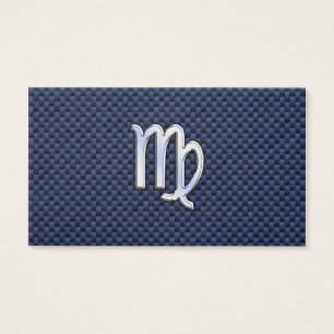 Virgo Zodiac Sign on Navy Blue Carbon Fibre Print