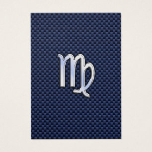 Virgo Zodiac Sign on Navy Blue Carbon Fibre Print