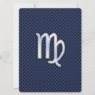 Virgo Zodiac Sign on Navy Blue Carbon Fibre Print