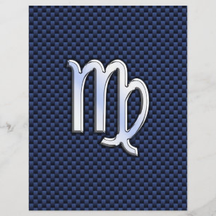 Virgo Zodiac Sign on Navy Blue Carbon Fibre Print Flyer
