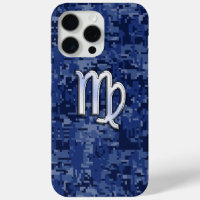 Virgo Zodiac Sign on Navy Blue Digital Camo