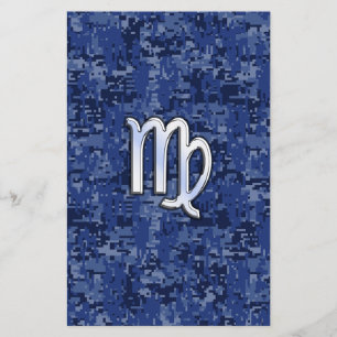 Virgo Zodiac Sign on Navy Blue Digital Camo Flyer