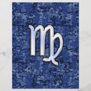 Virgo Zodiac Sign on Navy Blue Digital Camo Flyer